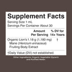 MARYRUTH'S Lions Mane Mushroom Supplement Liquid Drops 1 Fl Oz, Non-GMO | USDA Organic Lions Mane Extract 1,180mg, Nervine Herbal, Brain Health, Focus & Memory, Non-GMO
