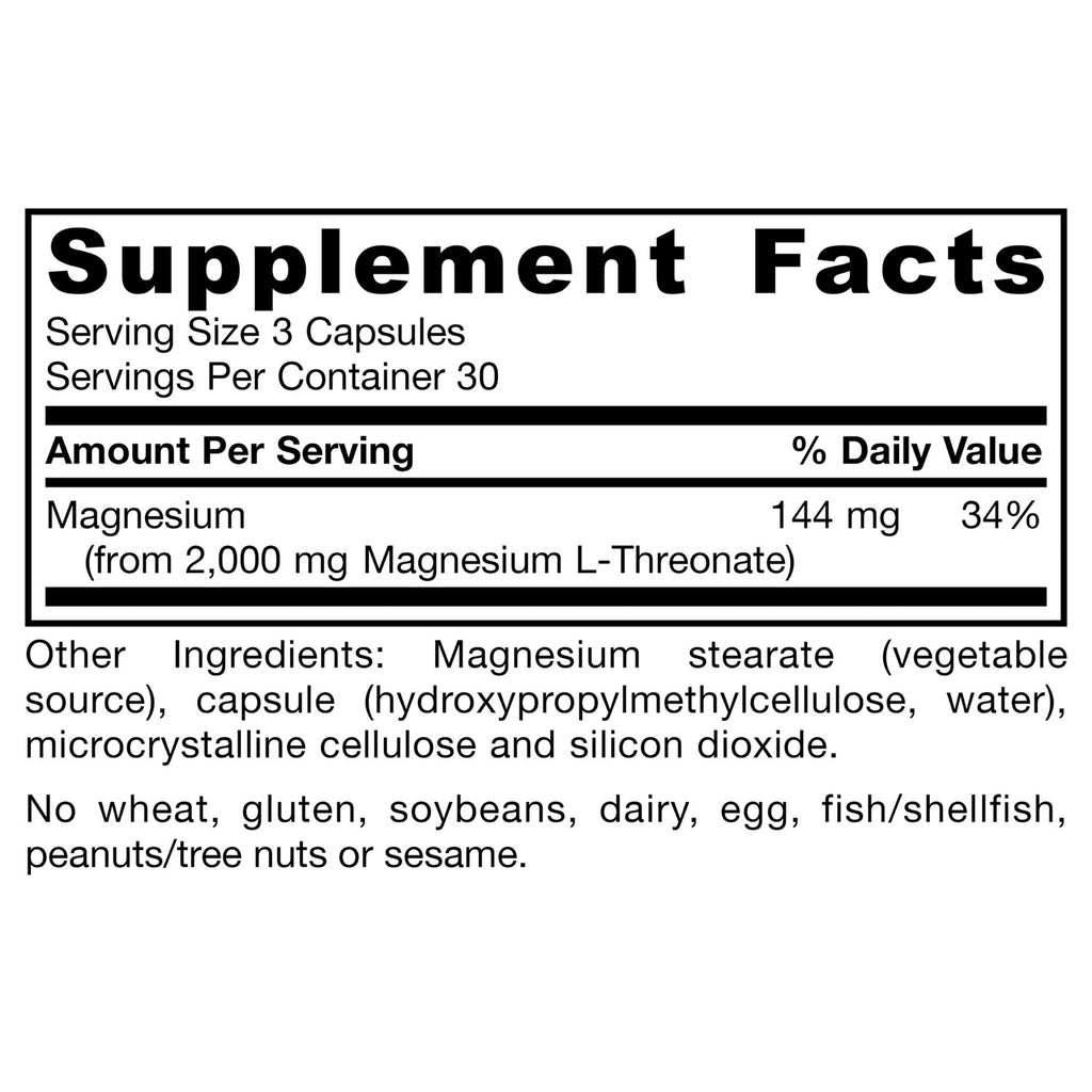 Jarrow MagMind Magtein Magnesium L-Threonate, 90 Capsules | Magnesium Supplement, Brain Supplements For Memory Support, Veggie Capsules, 30 Day Supply
