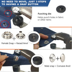 Snap Fasteners Kit, Heavy Duty Fastener Tool and 60-Set 15mm Marine Snaps