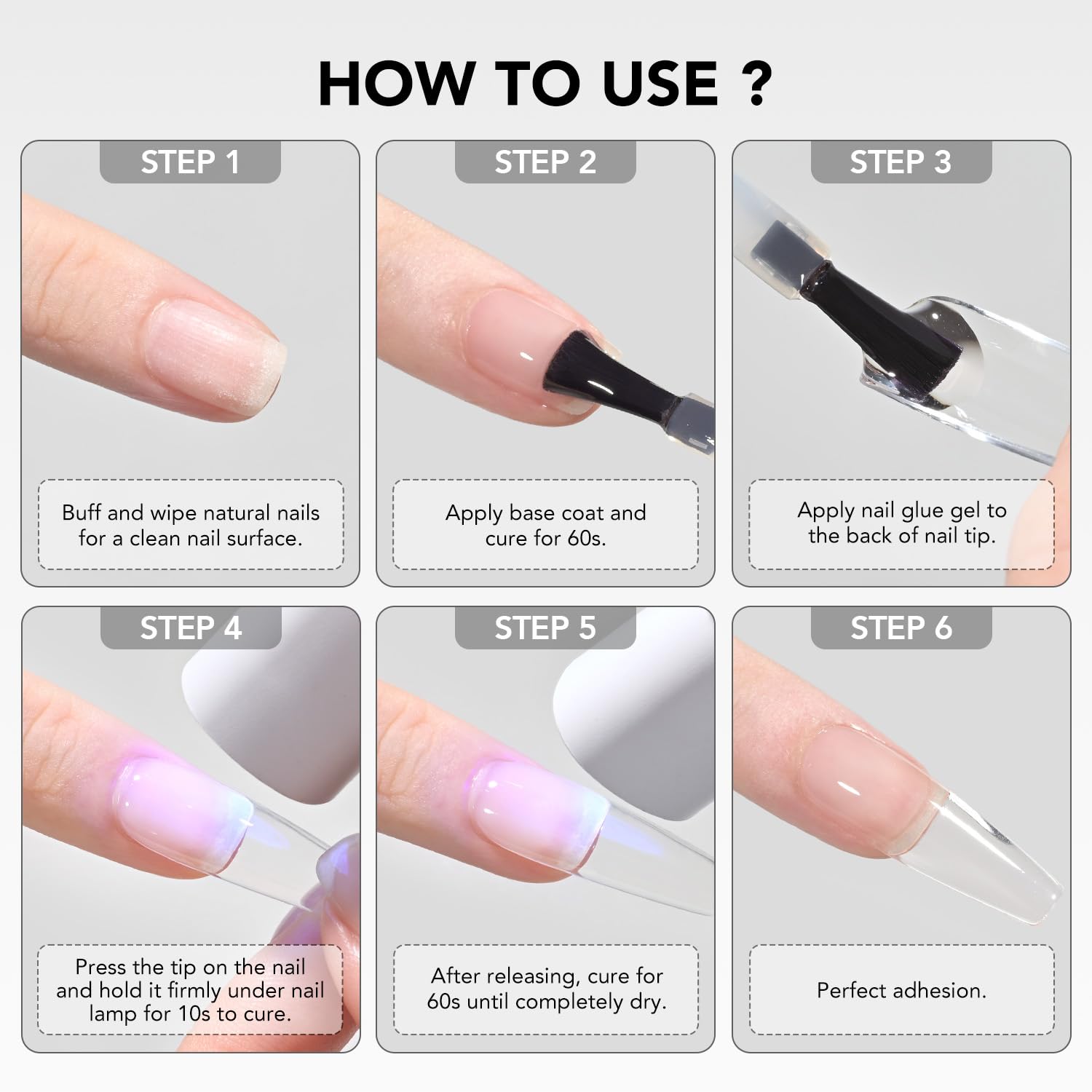 GAOY 4 Pcs 16ml Gel Nail Glue for Acrylic Nails Tips, Clear Glue Gel for Sheer Press ons for Long Lasting UV Light Cure DIY