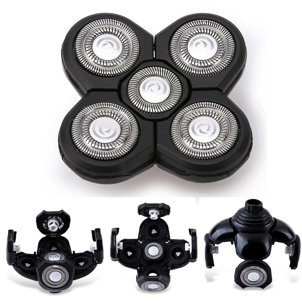 Men Electric Shavers Replacement Heads 5 in 1 Razor Replaceable Alternate Floating Washable Blade Trimmers Head(black)