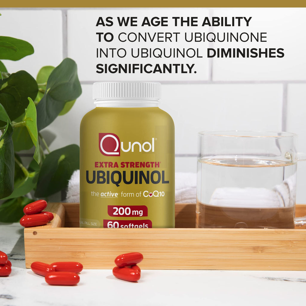 Qunol Ubiquinol CoQ10 200mg Softgels, Ubiquinol 200mg - Active Form of Coenzyme Q10, Antioxidant for Heart Health - 60 Count (Pack of 2)