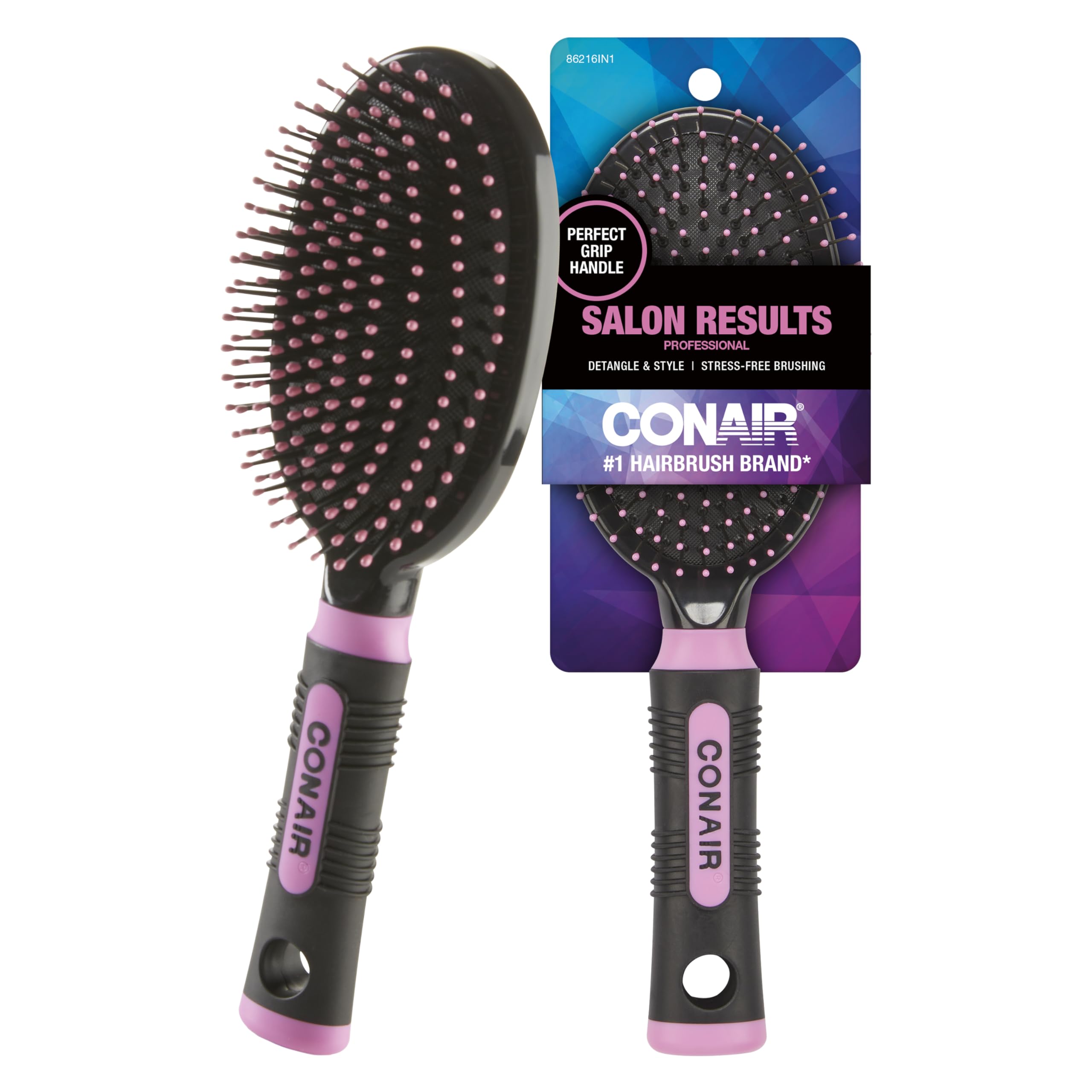 Conair Salon Results Hair Brush, Detangling Hair Brush for Men and Women, For All Hair Types, Metal Bristles and Cushion Base