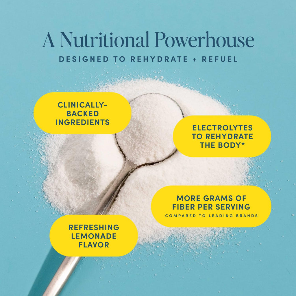 Bio.me Daily Prebiotic Fiber with Electrolytes - Lemonade, 30 Servings | 7g per serving, soluble fiber supplement for digestive health & gut health, hydrating formula, GLP-1 friendly, sugar free