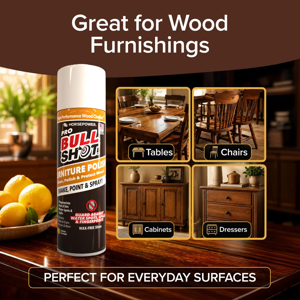 Bull Shot Pro Furniture Cleaner & Polish for Finished Wood