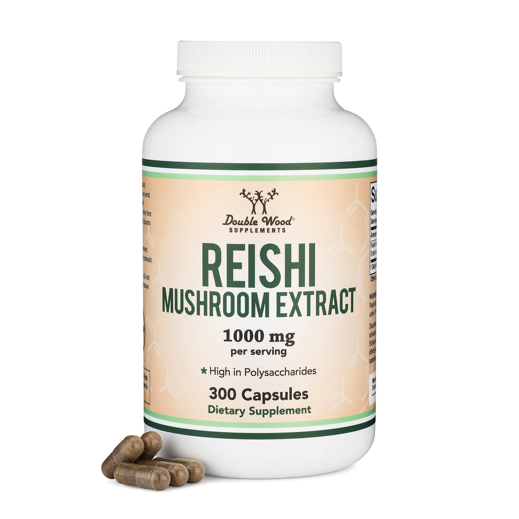 Reishi 1,000mg 4:1 Extract, Immune, Stress + Sleep Support, 300 Capsules