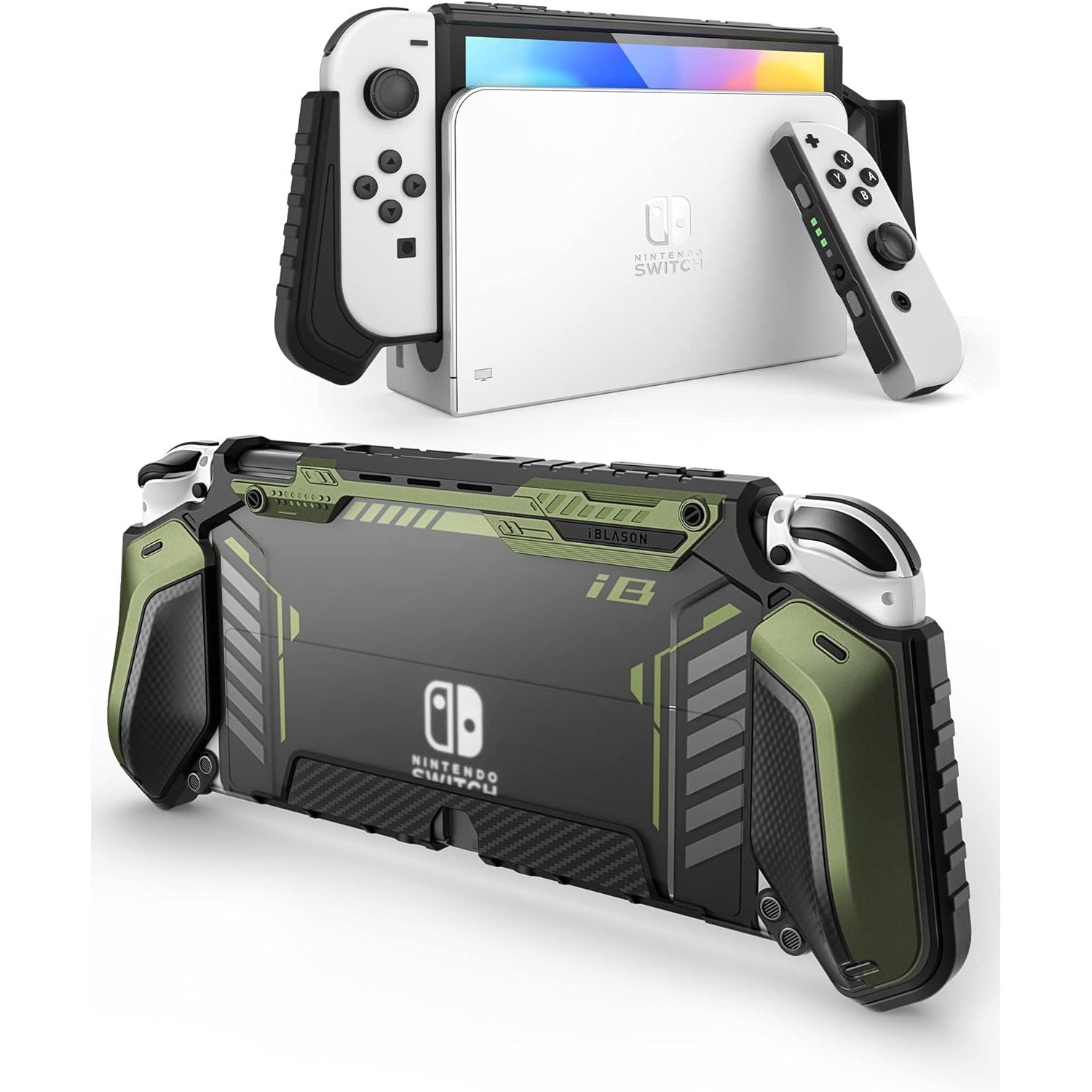 Buy now i-Blason Armorbox for Nintendo Switch OLED Case 2021 Dockable Comfortable Grip Protective Anti-Scratch Case Compatible with Nintendo Switch OLED Model and Joy-Con Controller (White) Green at indiglob india