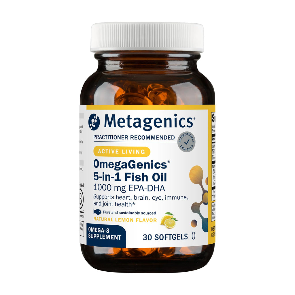 Metagenics OmegaGenics Omega-3 Fish Oil 1000mg EPA DHA, 60 Softgels | High Potency Omega-3 Supplement for Heart, Brain and Joint Health, Sustainably Sourced Fish Oil, 1000mg EPA and DHA
