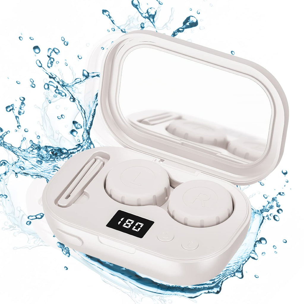 Portable Ultrasonic Contact Lens Cleaner with USB Charger - Fit Disposable Soft, Colored & RGP Lenses - Travel & Home (White)