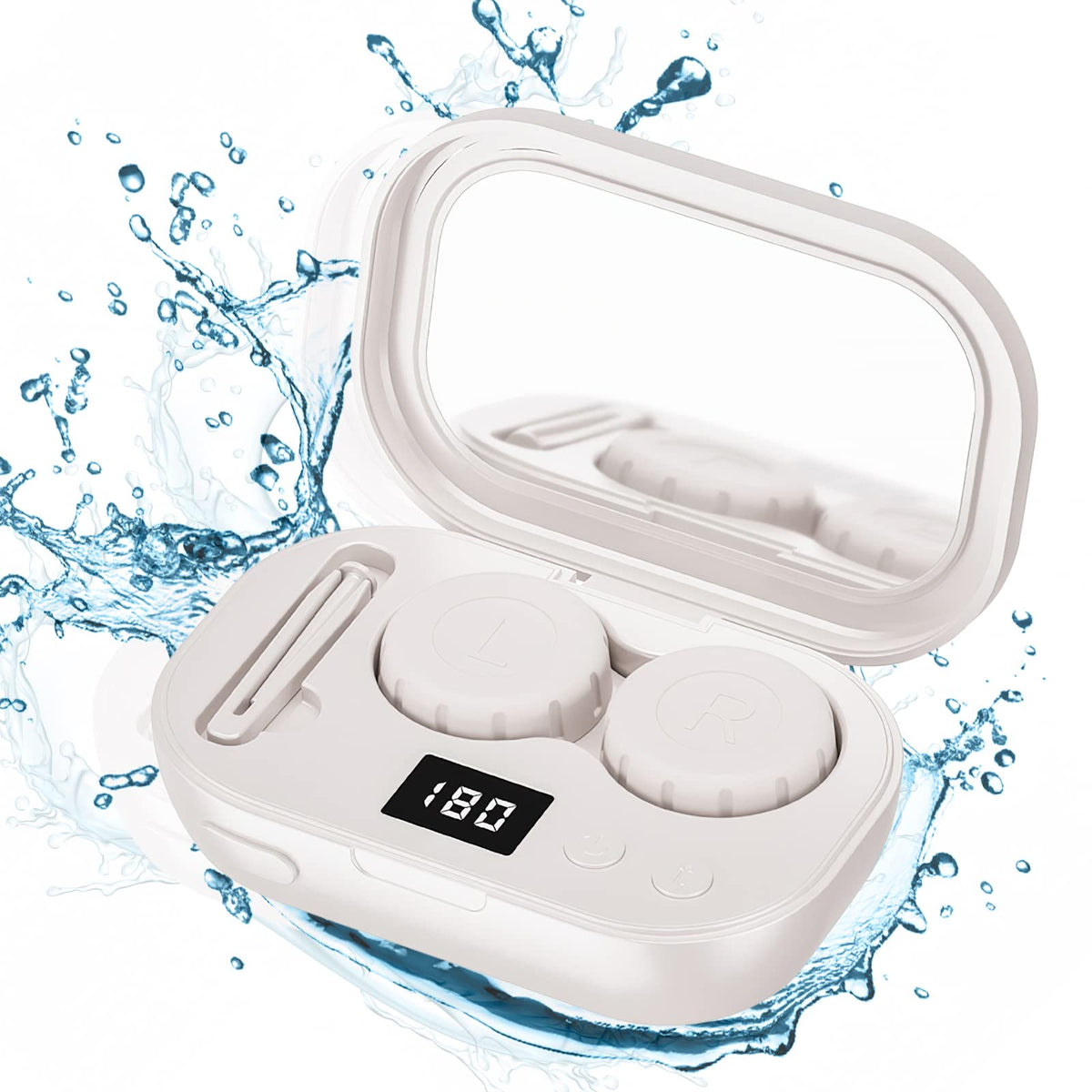 Portable Ultrasonic Contact Lens Cleaner with USB Charger - Fit Disposable Soft, Colored & RGP Lenses - Travel & Home (White)