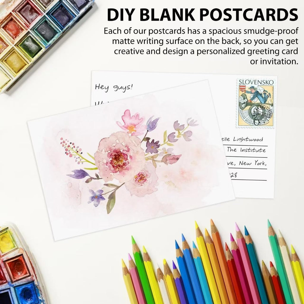 Utron 94PCS Blank Postcards for Mailing, 300 GSM Postcard Paper, 4x6 White Blank Post Cards for Make Empty Message Sheets, Mailing Lists, Index Card, Wedding Invitation Card, Thank You Card