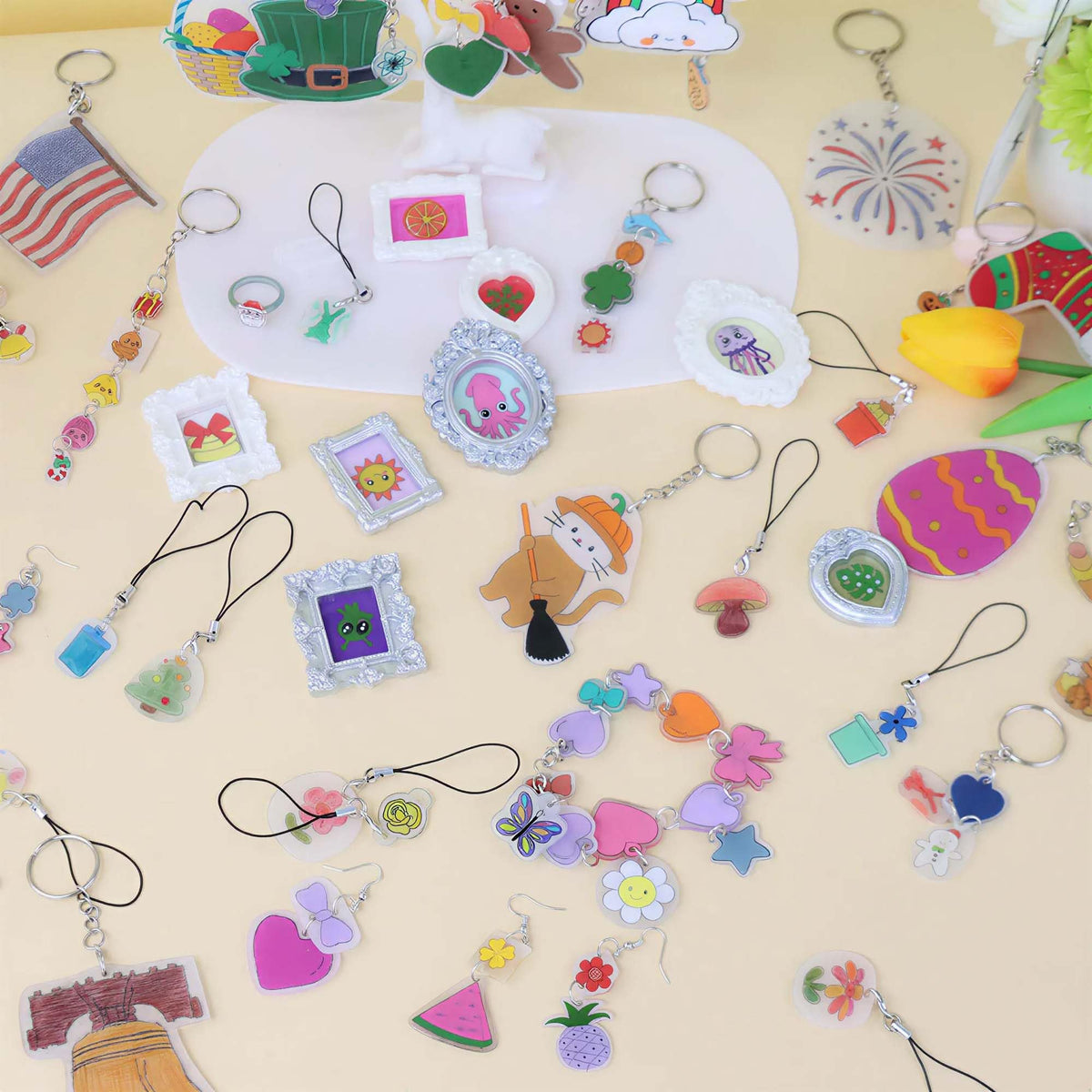 WoBiogHo 161 Pcs Shrink Plastic Keychain Making Kit with 30 Sheets