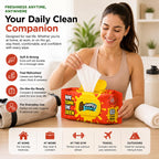 300 Wipes (Pack of 5) Flushable Wipes for Adult - Wipes Flushable Packs, Baby Wipes for Sensitive Skin, Wipes for Kids, Portable Travel Pack - Toilet Essentials for Gym & Office