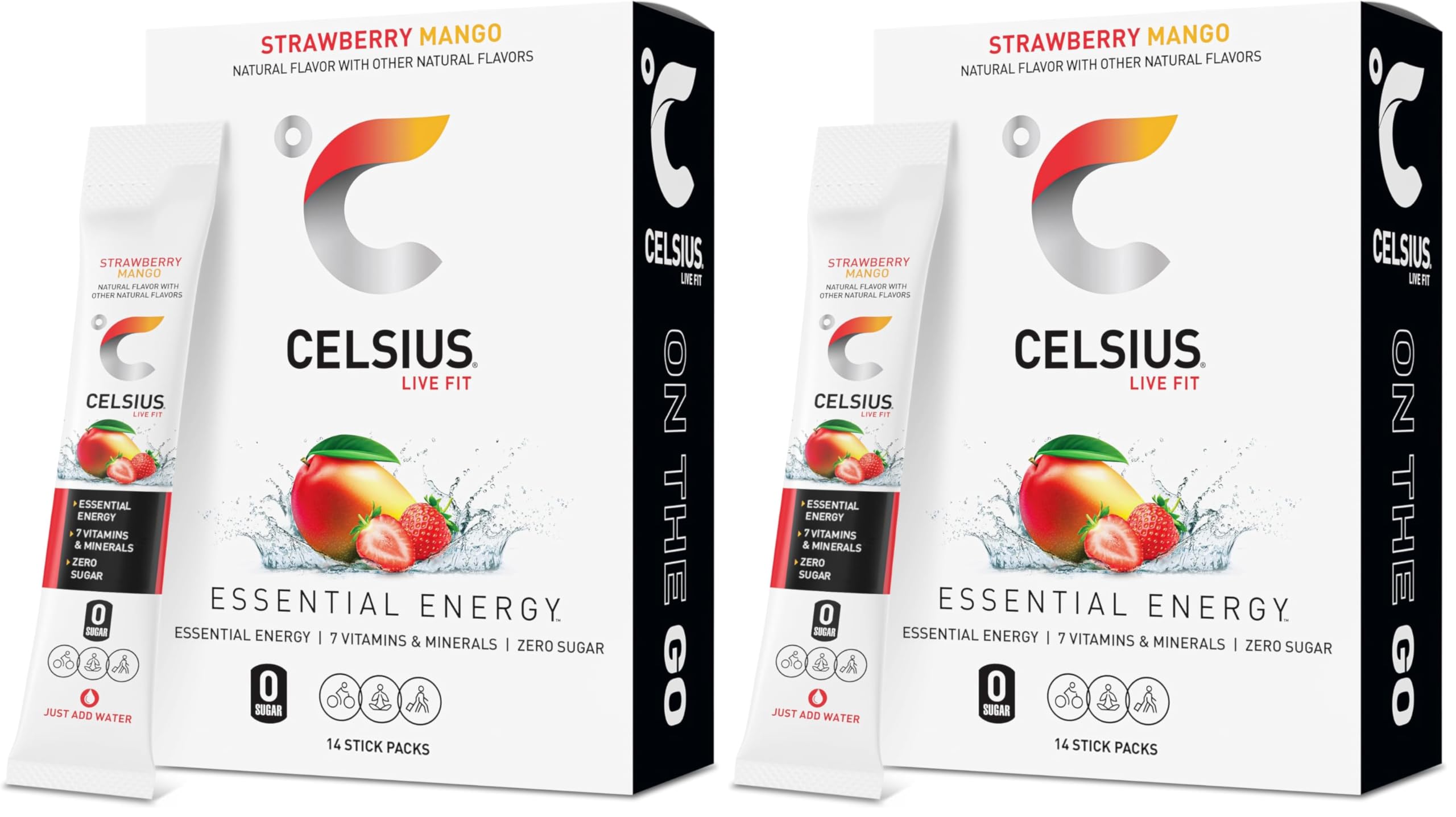 Buy now CELSIUS On The Go Strawberry Mango, Sugar Free Energy Drink Mix (14 Sticks per Pack) at indiglob india