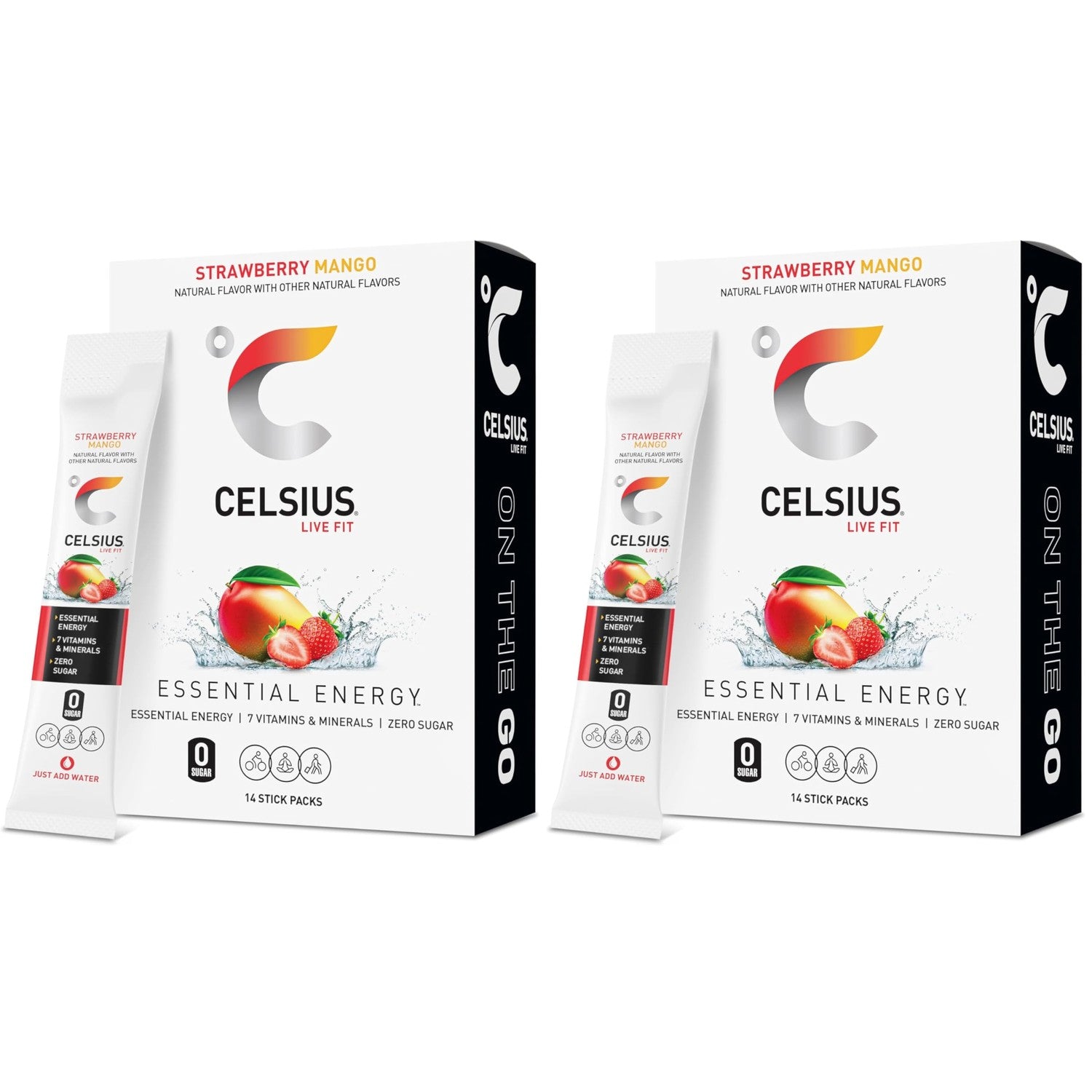 Buy now CELSIUS On The Go Strawberry Mango, Sugar Free Energy Drink Mix (14 Sticks per Pack) Strawberry Mango 2.5 Ounce (Pack of 2) at indiglob india