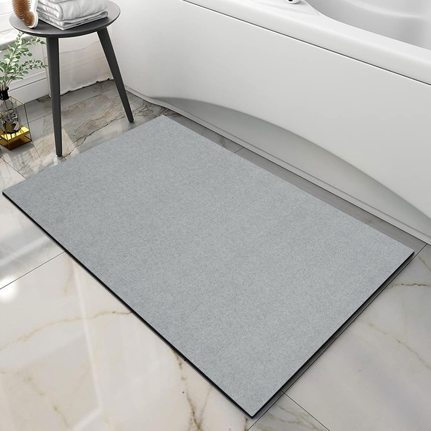 Buy now Thin Diatomaceous Earth Bath Mat Quick Dry Washable Absorbent 15.4x23.6 inches Non Slip,Shower Mat for Bathroom Sink (Light Grey) at indiglob india