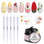 Beetles Acrylic Nail Brush Set, 3Pcs Size 6/10/14 for Acrylic Powder | Includes 3 Size Brushes with a Steel Cleaning Comb for Acrylic Powder Application, Extensions, and 3D Carving DIY Nail Art