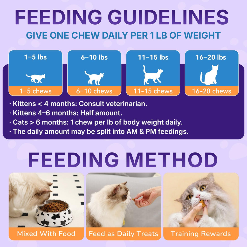 Taurine for Cats, Cat Vitamins & Multivitamin Treats, 500 Ct, Heart Support
