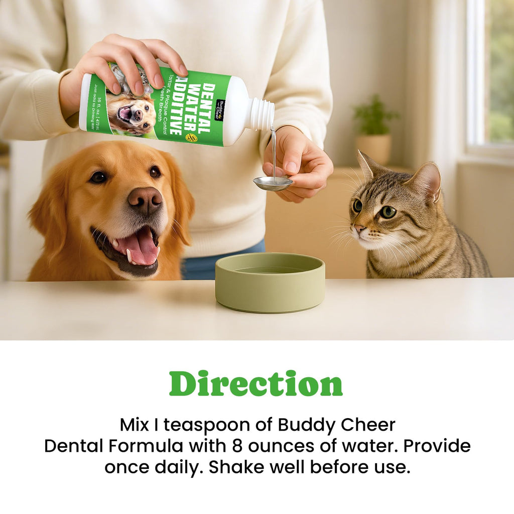 Dog Breath Freshener – Enzymatic Dog Dental Water Additive for Teeth Claning – Freshens Breath & Reduces Tartar – Easy Mouthwash Cleaner for Teeth & Gums – No Brushing Needed, Uncented, 16oz