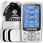 AUVON Dual Channel TENS Unit 24 Modes Muscle Stimulator for Pain Relief,Rechargeable TENS Machine Massager with 12 Pads, ABS Pads Holder, USB Cable and Dust-Proof Storage Bag