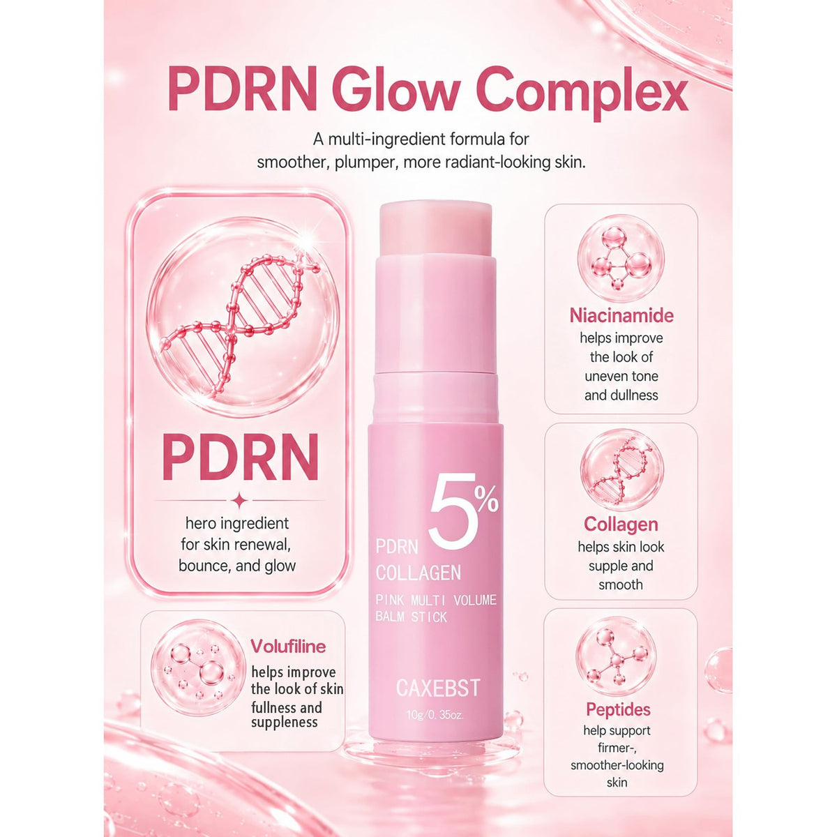 2-Pack PDRN Pink Collagen Volume Multi Balm, Volufiline Stick