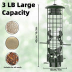 Squirrel Proof Bird Feeder,Metal Mesh Bird Feeders for Outdoors Hanging,Gravity Protection Squirrel Proof Wild Bird Feeders with Finch Cardinal Chickadee,3LB Large Capacity,Green