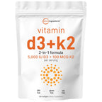 Micro Ingredients Vitamin D3 + K2 MK-7 5,000 IU Per Serving, 300 Softgels | K2 100 mcg Per Serving, D3 & K2 Vitamin Supplement for Women & Men. Easy-to-Swallow, Non-GMO, Gluten Free.