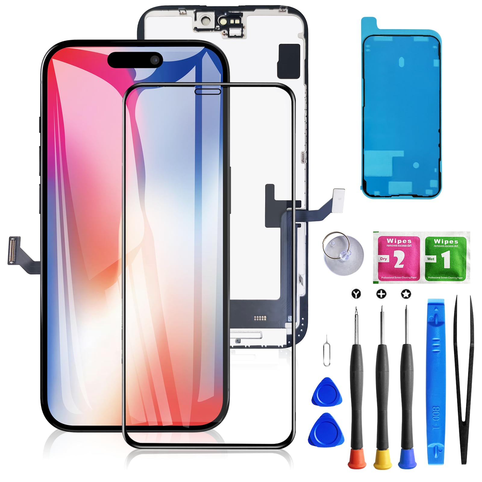 Buy now for iPhone 11 Screen Replacement 6.1 3D Touch Screen LCD Display Digitizer for A2111, A2223, A2221 Cell Phone Repair Kits+ Waterproof Frame Adhesive Sticker+Screen Tempered Protector+Face ID for iphone 15 at indiglob india