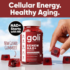 Goli World’s First Renew NAD+, 60 Count Each (2 Pack, 120 Total) – Nicotinamide Riboside (NR) – Cellular Energy & Healthy Aging Support – Vegan, Non-GMO, Gelatin-Free Liquid-Center Gummies