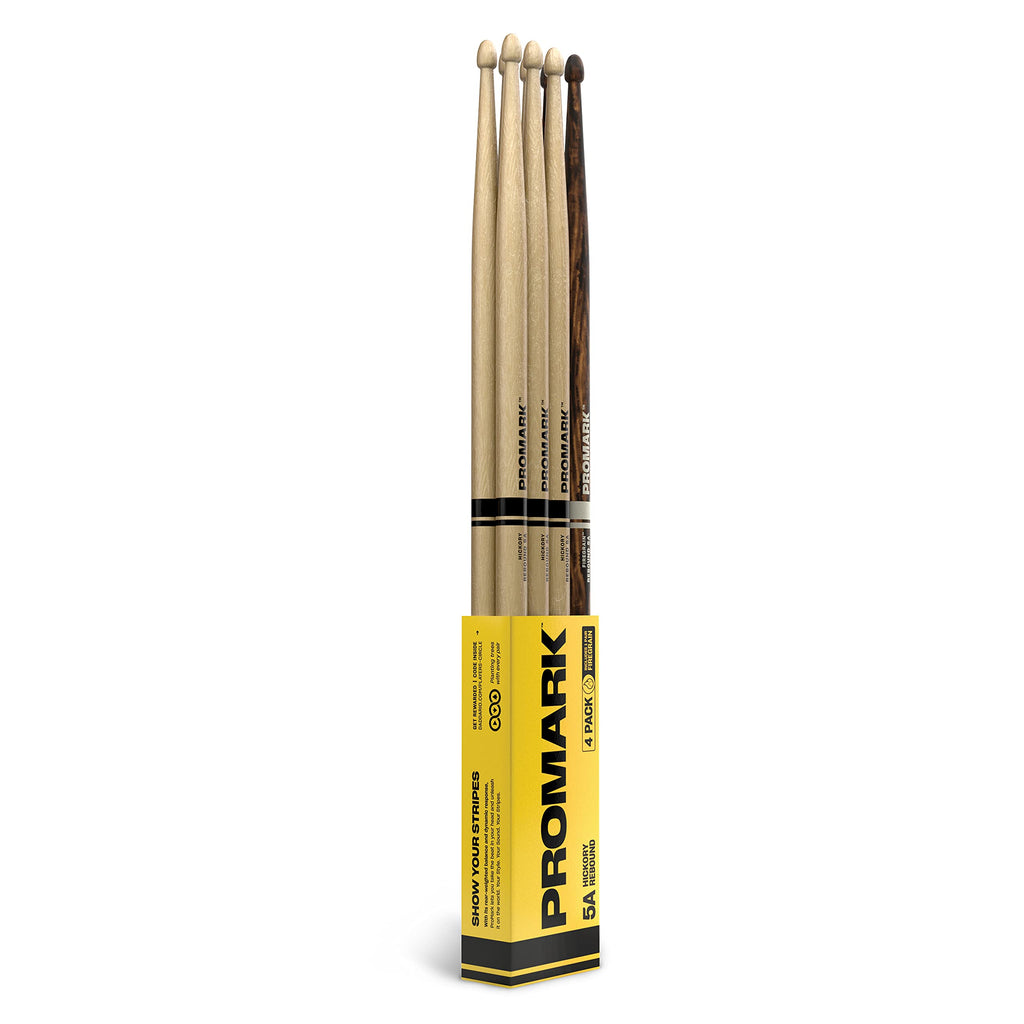 Buy now ProMark Rebound 5A Long Hickory Drumsticks, Acorn Wood Tip, 1 Pair at indiglob india