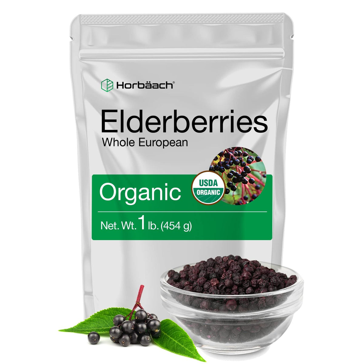 Horbaach Organic Dried Elderberries | 1lb Bulk
