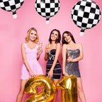 Buy now Checkerboard Balloon Aluminum Foil Black White Checkered Balloon for Racing Themed Party Decoration Supply, 18 Inches(12) at indiglob india