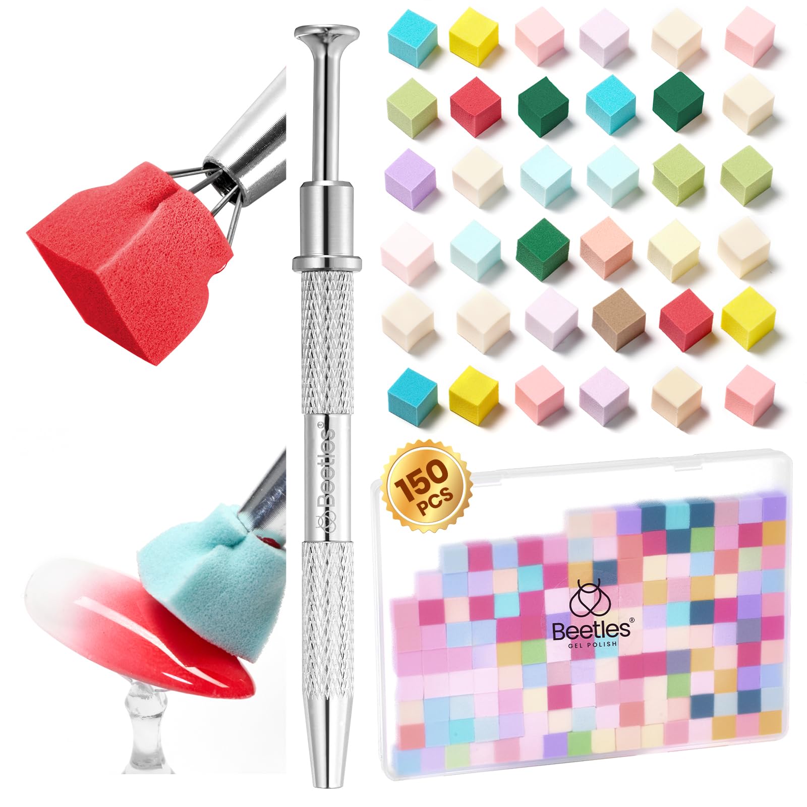 Beetles Gel Polish Nail Art Liner Brushes 5Pcs Painting Art Design Pen Set | Diamond Application Rhinestone Handle Dotting Drawing Sizes 5 7 9 11 20mm Nail Design Gift for Women