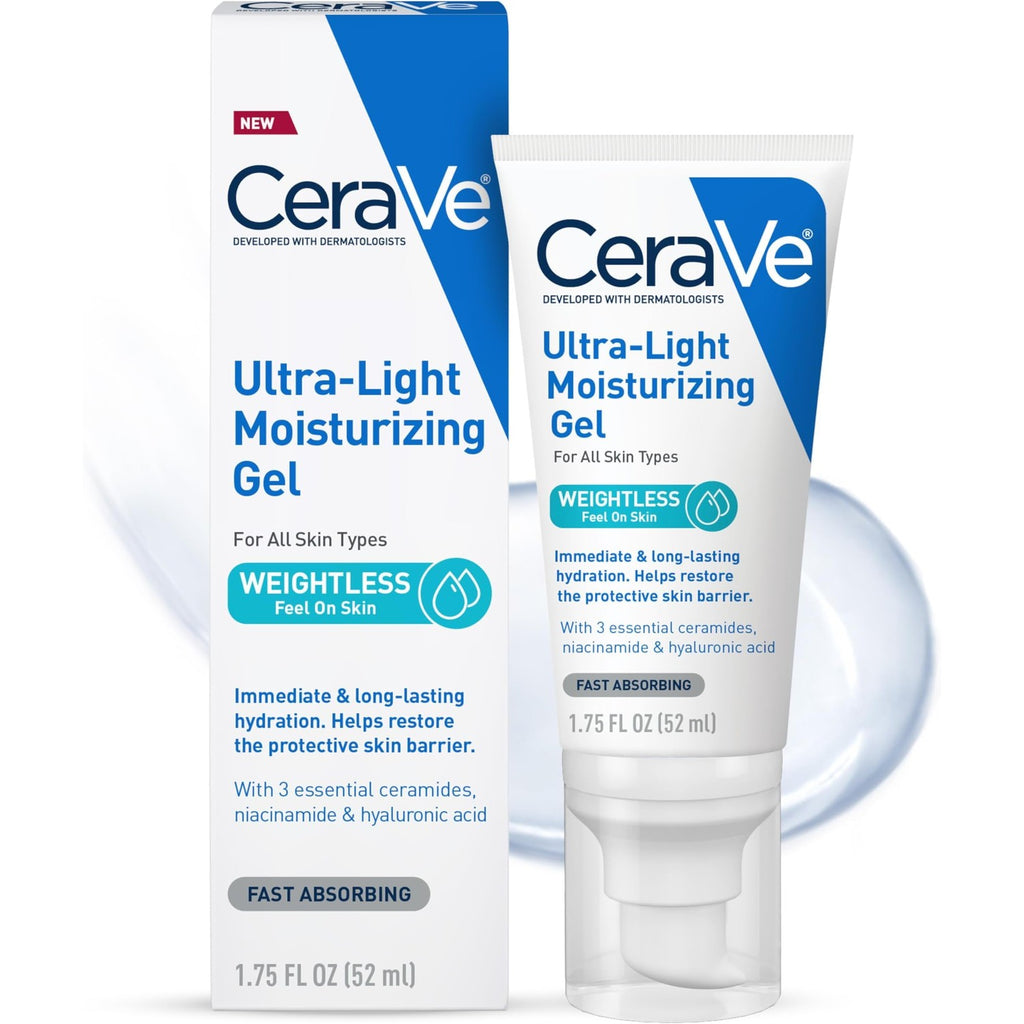 CeraVe Ultra-Light Moisturizing Gel, Niacinamide Face Moisturizer, 1.75oz | Oil-Free Hyaluronic Acid & Ceramide Gel Skin Care Formula Hydrates To Act As A Lightweight Moisturizer For Oily Skin