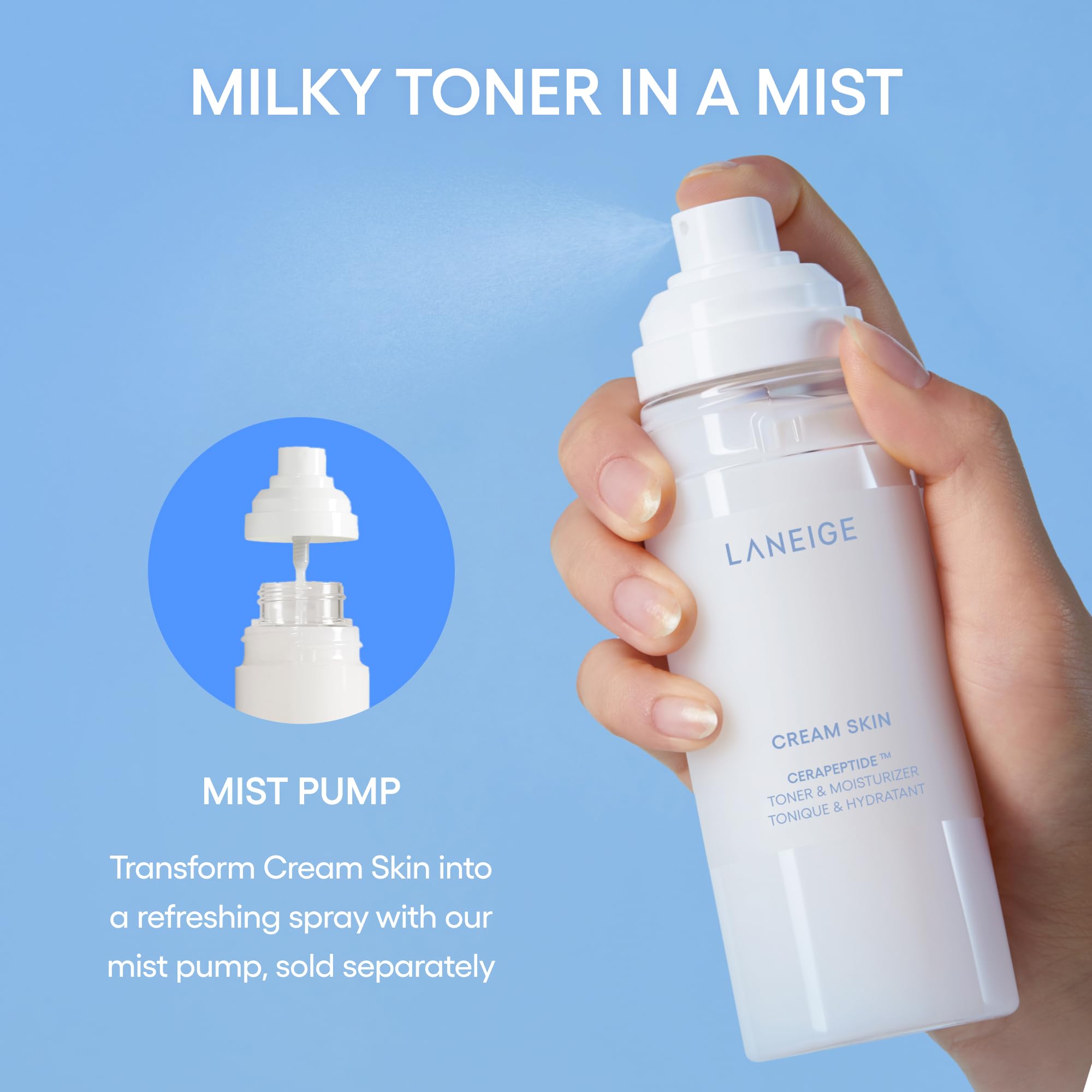 Buy now LANEIGE Cream Skin Toner & Moisturizer: Lightweight Refillable Korean Milky Toner with Ceramide & Peptide for Hydration, Firming, & Barrier Support at indiglob india