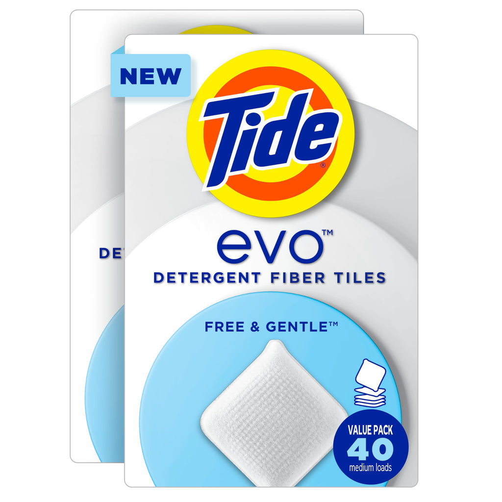 Buy now Tide evo Free & Gentle Laundry Detergent Tiles, Fragrance-Free, 40 Medium Sized Loads, Easy to Use, Safe for All Machines and Water Conditions at indiglob india