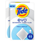 Buy now Tide evo Free & Gentle Laundry Detergent Tiles, Fragrance-Free, 40 Medium Sized Loads, Easy to Use, Safe for All Machines and Water Conditions at indiglob india