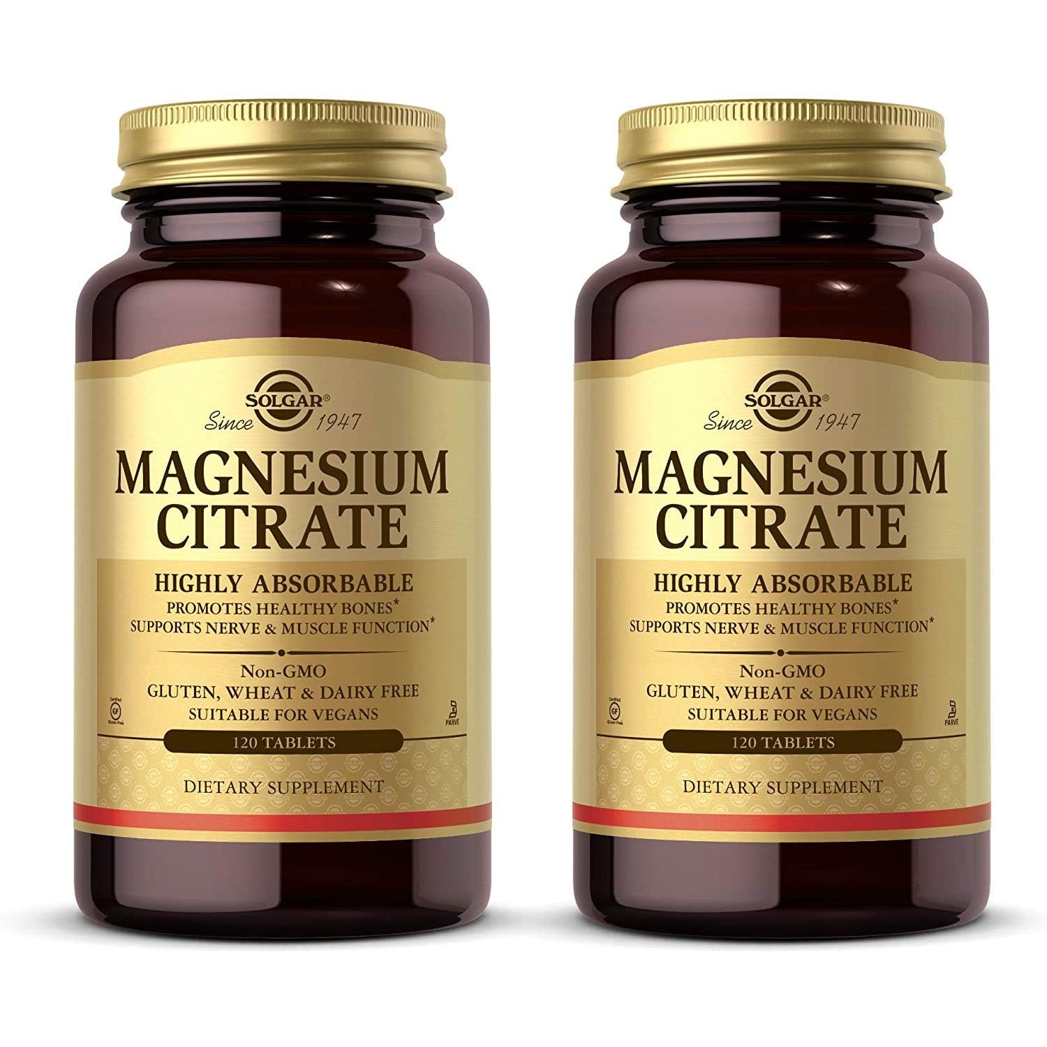 Solgar Magnesium Citrate, 120 Tablets - Promotes Calm, Non-GMO, Gluten Free | Supports Muscle Function and Relaxation, Gluten Free - 120 Tablet Serving