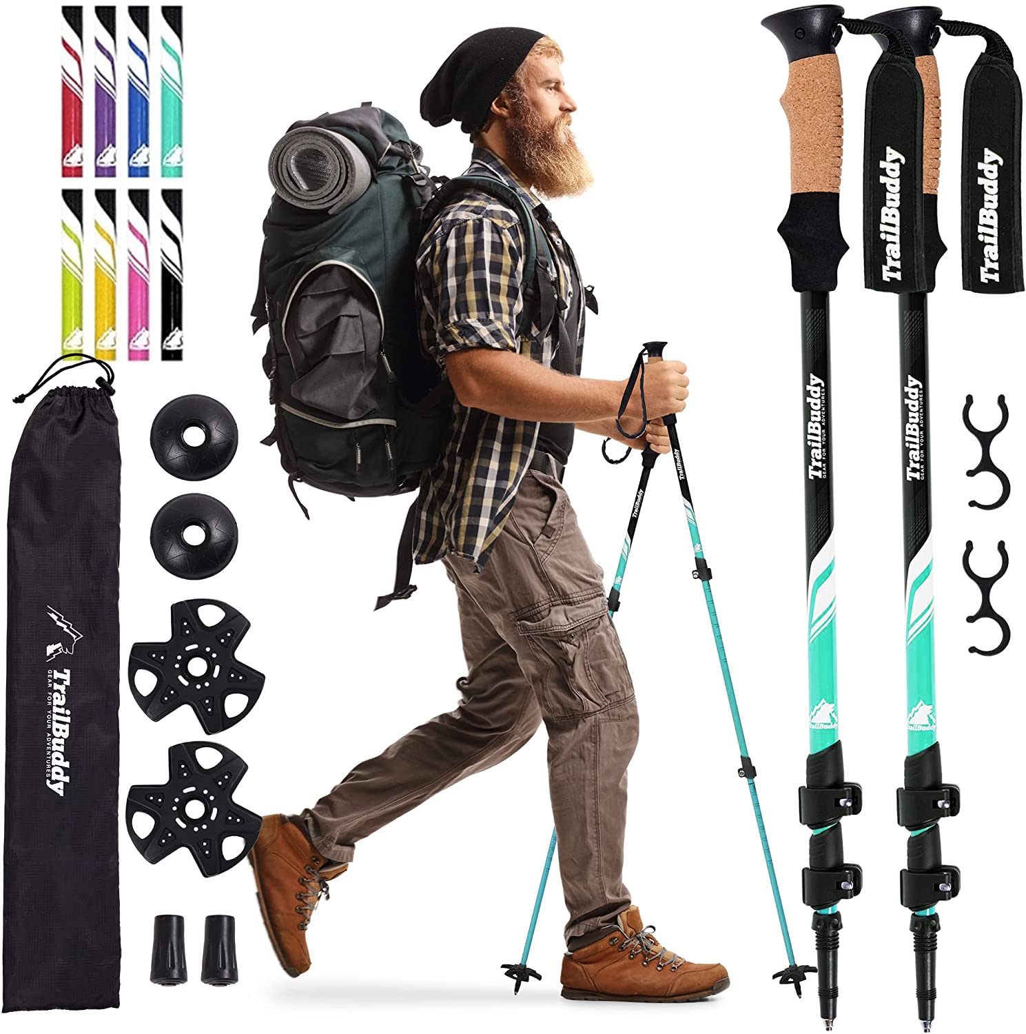 Buy now TrailBuddy Trekking Poles â€“ Lightweight 7075 Aluminum Hiking Poles for Women, Men & Seniors â€“ Collapsible or Foldable Walking Sticks for Travel, Trails & Balance Aqua Sky Collapsible at indiglob india