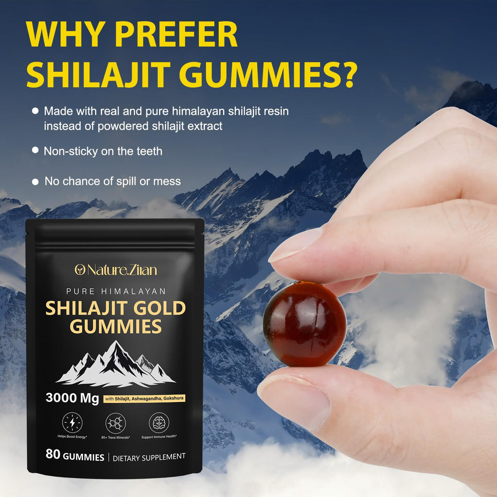 Shilajit Gummies for Men & Women - Shilajit Gold Gummies Rich In Ashwagandha, Gokshura with 85+ Minerals, Authentic Flavor,Organic, Zero Sugar & Vegan, 100% Natural - 80 Count (80 Count (Pack of 1))