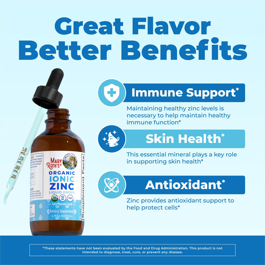 MaryRuth's Organic Liquid Zinc Supplement, Immune Support, Antioxidant, 4oz | Immune Support, Skin Health, Antioxidant, Cellular Metabolism, Zinc Sulfate