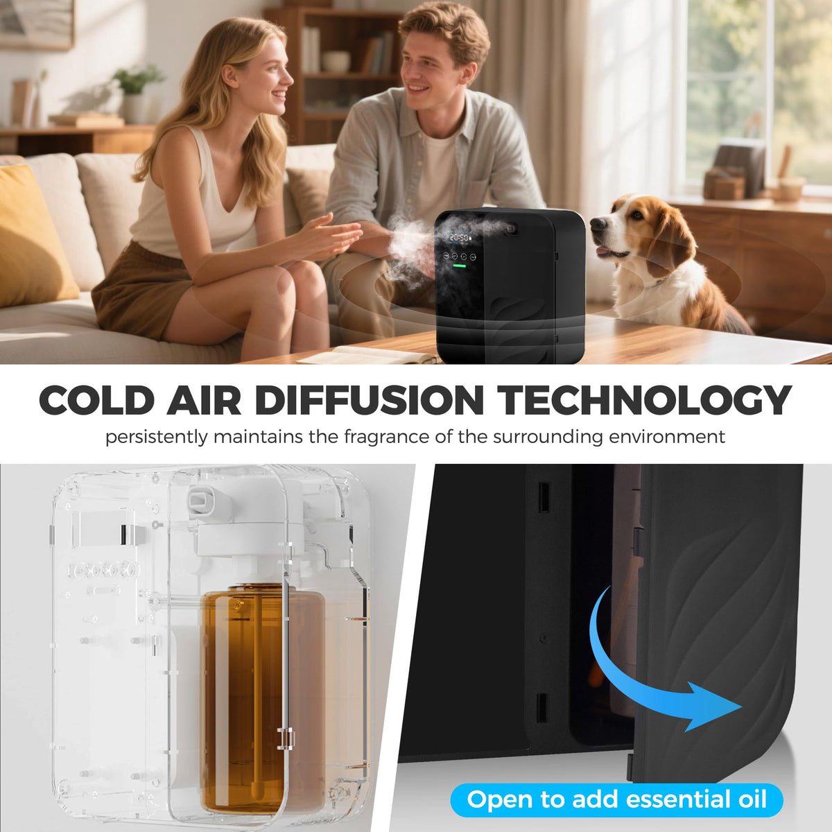 Hotel Scent Diffuser, House Scent Machine, 5000 Sq.Ft of Coverage, 500ml Large Capacity Aromatherapy Machine, Scent Diffusers for Home Large Room, Office Waterless Essential Oil Diffuser