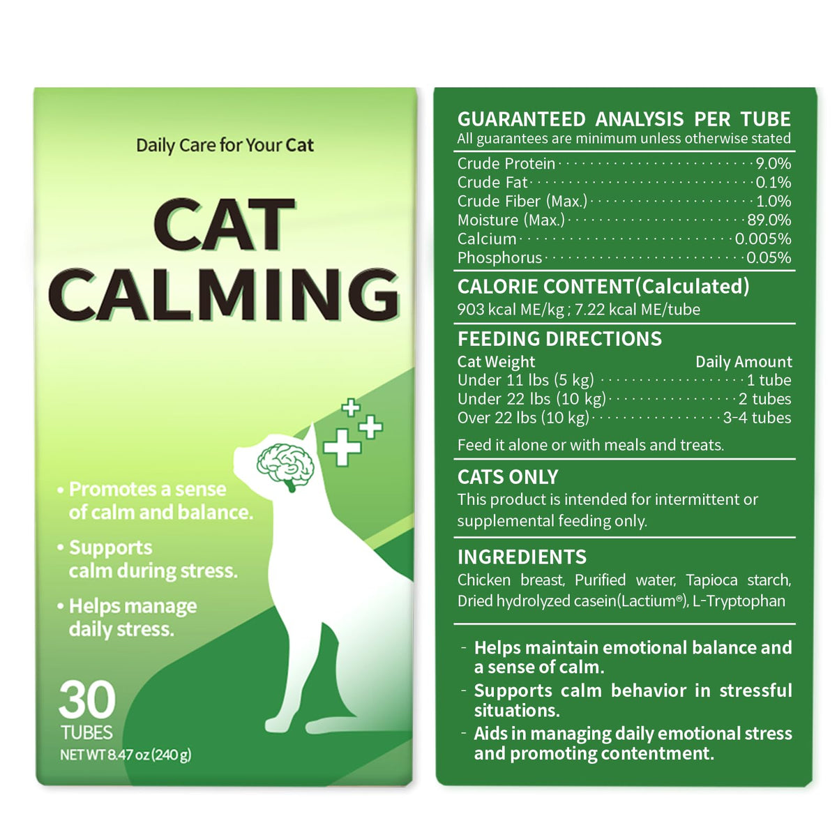 Doctor By Cat Calming Stress and Anxiety Relief Supplement Anti Stress Relaxant Sedative overgrooming with Lactium, L-Tryptophan 30 lickable Formula Individually Packaged, Chicken (1 Pack)