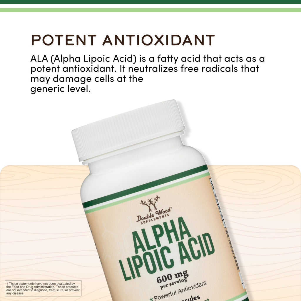 Alpha Lipoic Acid 600mg, Metabolism, Nerve + Energy Support, 120 Capsules | Nerve + Energy Supplement, Potent Antioxidant Neutralizes Free Radicals, Healthy Glucose Support, Non-GMO, 2-Month Supply