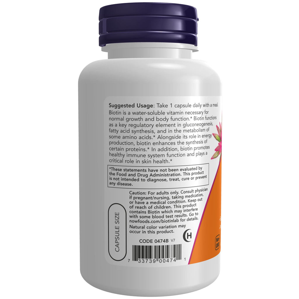 Buy now NOW Foods Biotin 5000 mcg Capsules, 120 Count at indiglob india