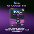 Lifestyles Snugger Fit Natural Rubber and Lubricated Latex Condoms Value Pack, 25 Count, 1 Pack, Triple Tested for Best Protection, Made with UltraGlide Silicone Lube