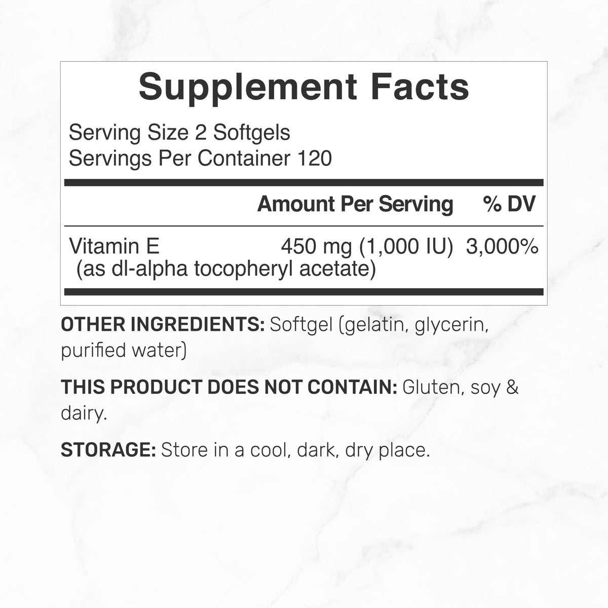 DEAL SUPPLEMENT Vitamin E 1,000 IU Per Serving, 240 Softgels