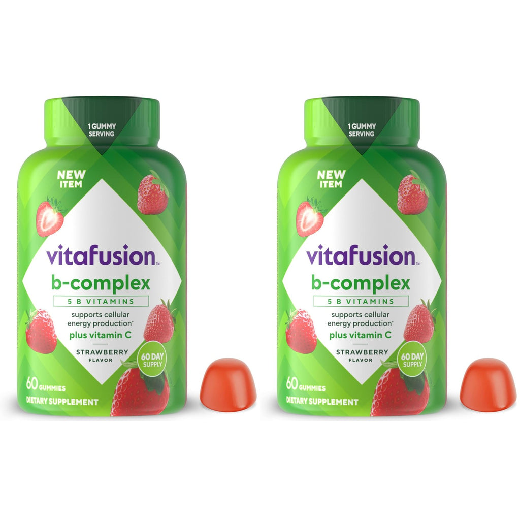 Vitafusion Vitamin B Complex for Women and Men | 60 Gummies | with Niacin, C, and Folate | Strawberry Flavor | Gluten Free Adult Gummy Supplement