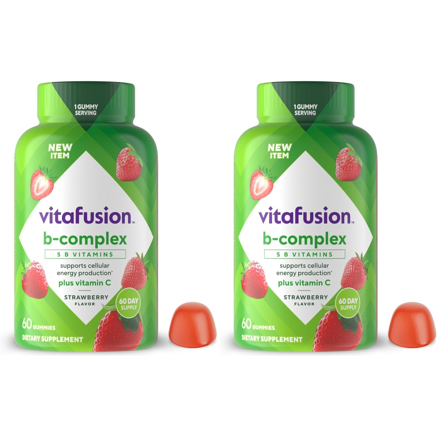 Vitafusion Vitamin B Complex for Women and Men | 60 Gummies | with Niacin, C, and Folate | Strawberry Flavor | Gluten Free Adult Gummy Supplement