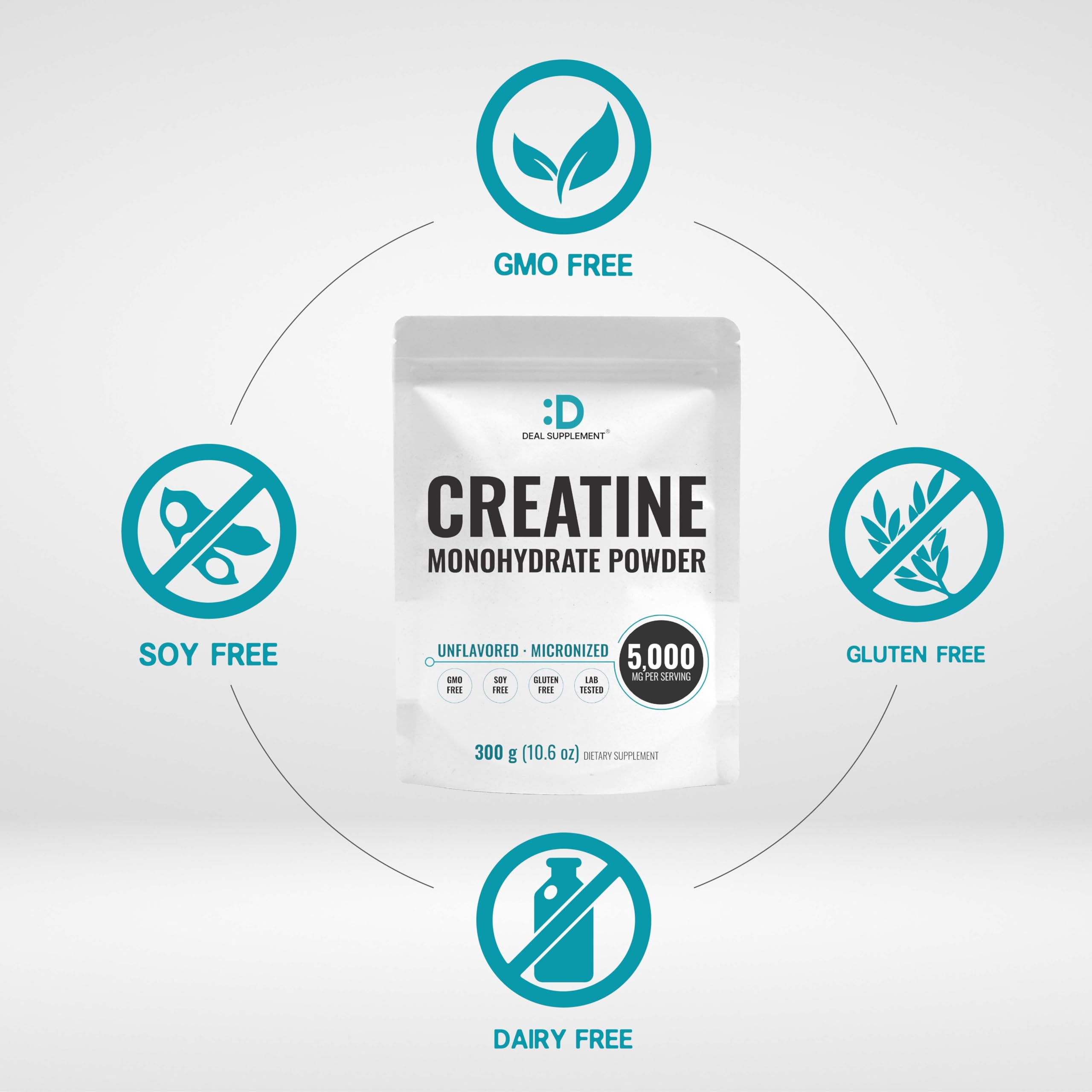 Micronized Creatine Monohydrate, 60 Servings, 5g Per Serving (300g/0.7lb) | Fast Absorbing & Unflavored | Supports Strength, Power & High-Intensity Training* | Vegan, Keto, Non-GMO